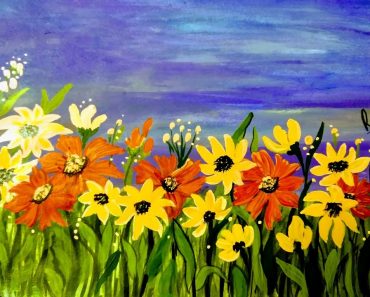 How to paint flower garden with acrylics colours | Easy Beginners painting