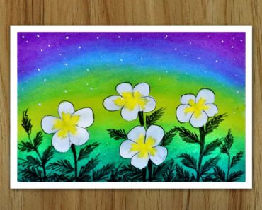 Flower garden drawing with oil pastel, Oil Pastel drawing for beginners