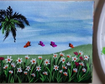 Flower garden painting in acrylic for beginners | #GrowingGardenArtChallenge | Landscape painting