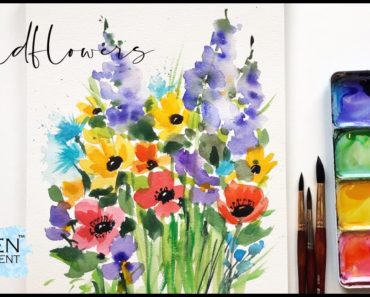Loose Watercolor Flowers/Wildflowers / Easy for beginners/ Step by step tutorial