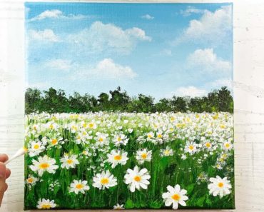 Daisy Flower Garden  / Easy Spring Painting for Beginners / Easy Flower Field Acrylic Painting