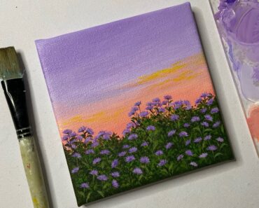 Sunset painting for beginners/floral painting/acrylic painting for beginners tutorial/ step by step