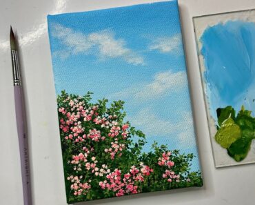 Easy flower painting/ cloud painting technique/ acrylic painting tutorial for beginners