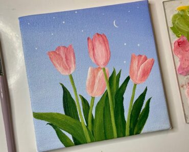 Acrylic painting tulip flowers/acrylic painting tutorial/acrylic painting for beginners tutorial