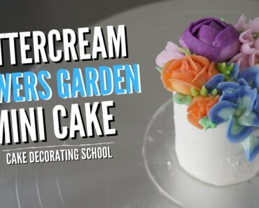 Buttercream Flowers Garden Mini Cake [ Cake Decorating For Beginners ]