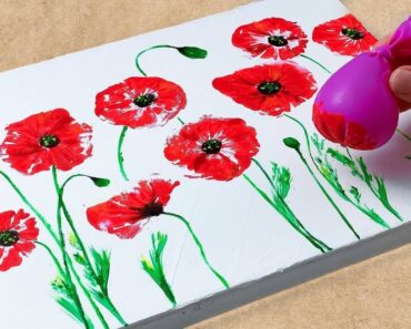 Flower Garden/Easy BALLOON Technique/Easy Painting Ideas/Acrylic Painting for Beginners Technique