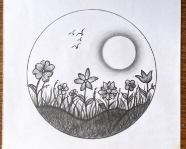 Easy and simple flower garden drawing // How to draw garden scenery.step by step(easy draw)