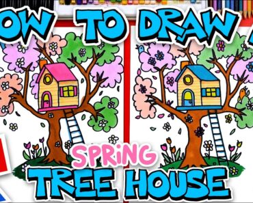 How To Draw A Spring Tree House for Kids and Beginners