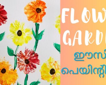 Flower garden | Easy painting ideas |Haam and mom |acrylic painting for beginners with plastic cover